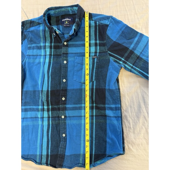 Chubbies Flannel Shirt Mens LG Blue Cotton Button Down Plaid Long Sleeve - Picture 6 of 7
